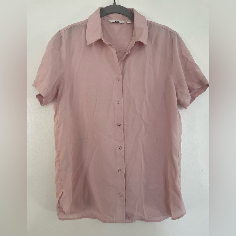 Uniqlo Women's Short-Sleeve Button-Down Shirt - Dusty Pink
